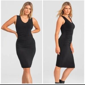 HoneyLove Inner Power Sleeveless Midi Dress in Jet Black Size Large